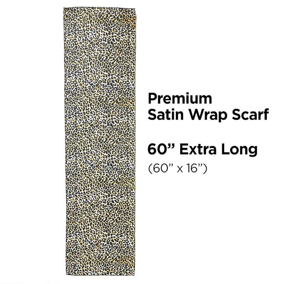Soft Satin Wrap Scarf - Leopard Print, Multi-Purpose, Soft Premium Scarf For Min - Picture 3 of 7